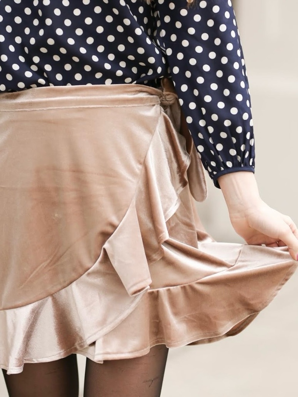 BB Dakota Velvet Ruffle Wrap Mini Skirt